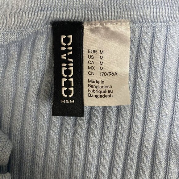 💙 H&M Divided Sky Blue Ribbed Knit Cropped Collar Sweater (Size M) - Picture 6 of 10